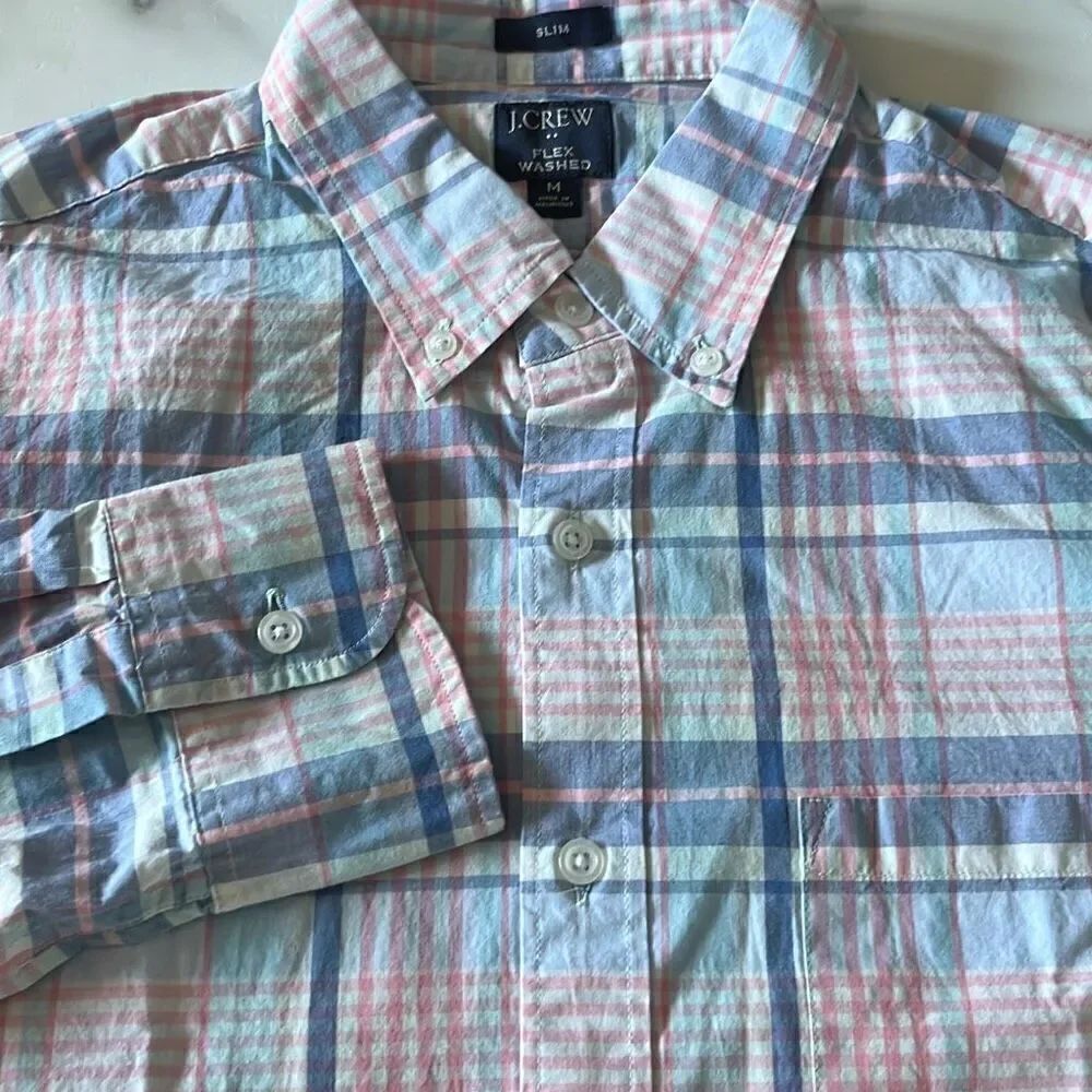 J Crew Flex Washed Slim Button Front Shirt Mens M